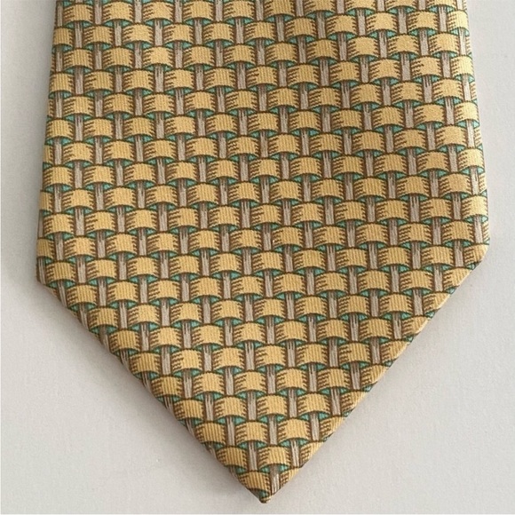 Hermes Other - Hermes Woven Pattern Men's Tie in Gold and Teal